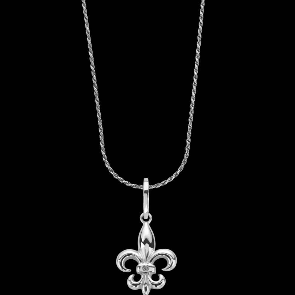 Ketting^Rebel & Rose Necklace & Pendant - Necklace Rope Silver 925 - 2mm with Pendant Fleur de Lis |