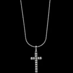 Ketting^Rebel & Rose Necklace & Pendant - Necklace Rope Silver 925 - 2mm with Pendant Studded Cross |