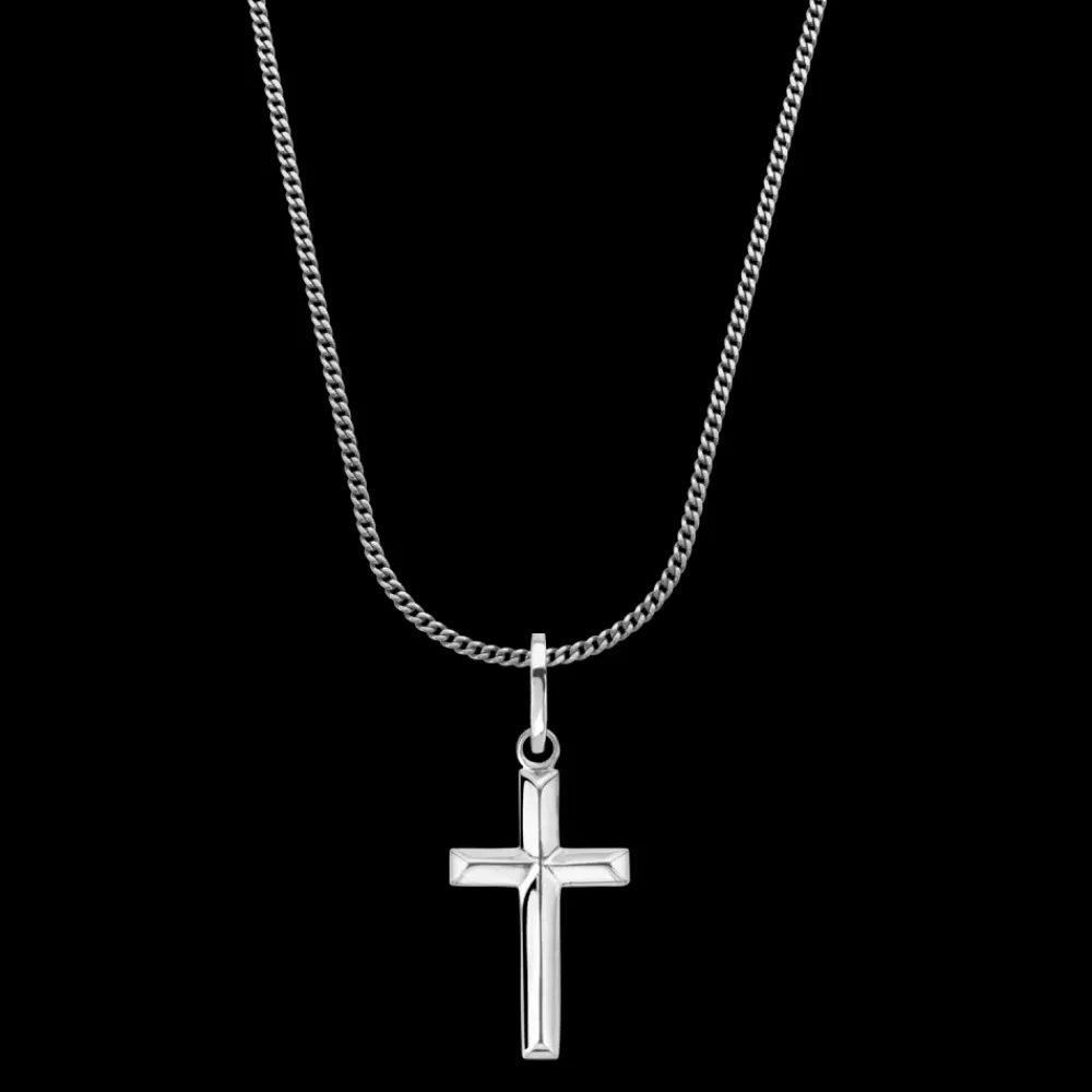 Ketting^Rebel & Rose Necklace & Pendant - Necklace Chain Silver 925 - 3mm with Pendant Cross Plain |