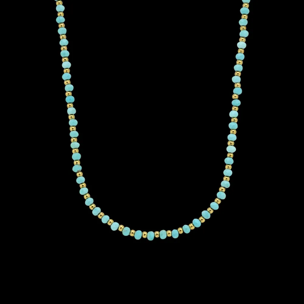 Ketting^Rebel & Rose Necklaces - Necklace Mix Turquoise Yellowgold - 4mm |
