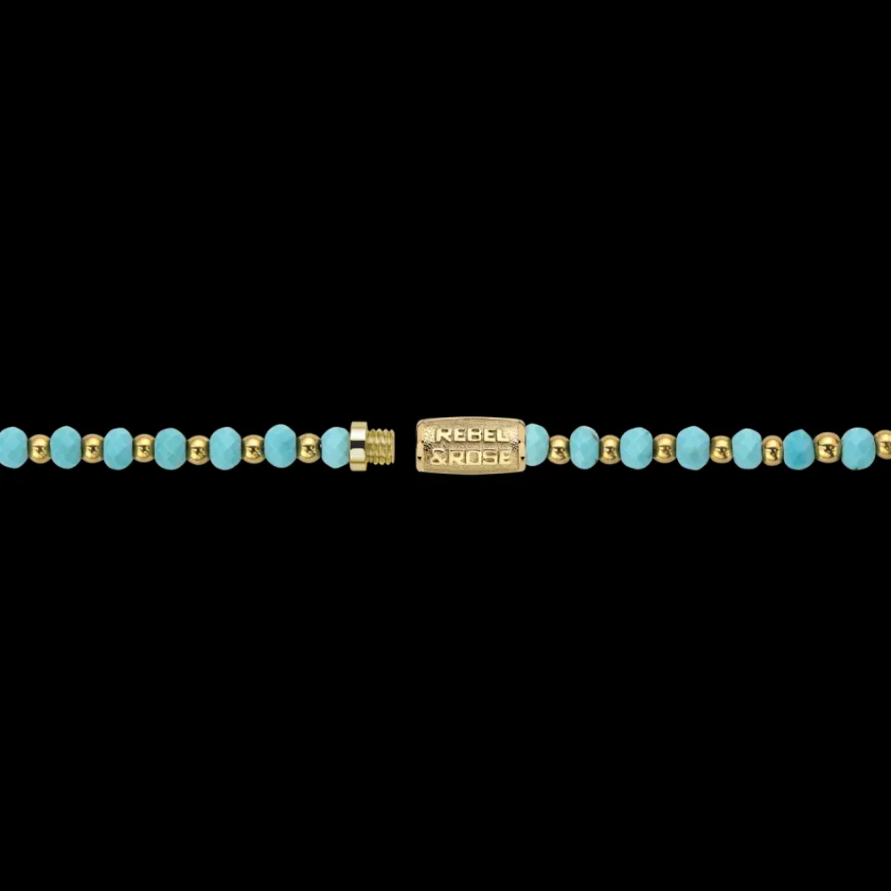 Ketting^Rebel & Rose Necklaces - Necklace Mix Turquoise Yellowgold - 4mm |