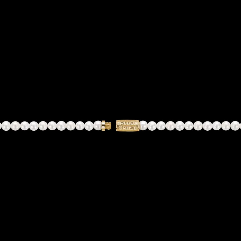 Ketting^Rebel & Rose Necklaces - Necklace Pearl Gem Gold 4mm |