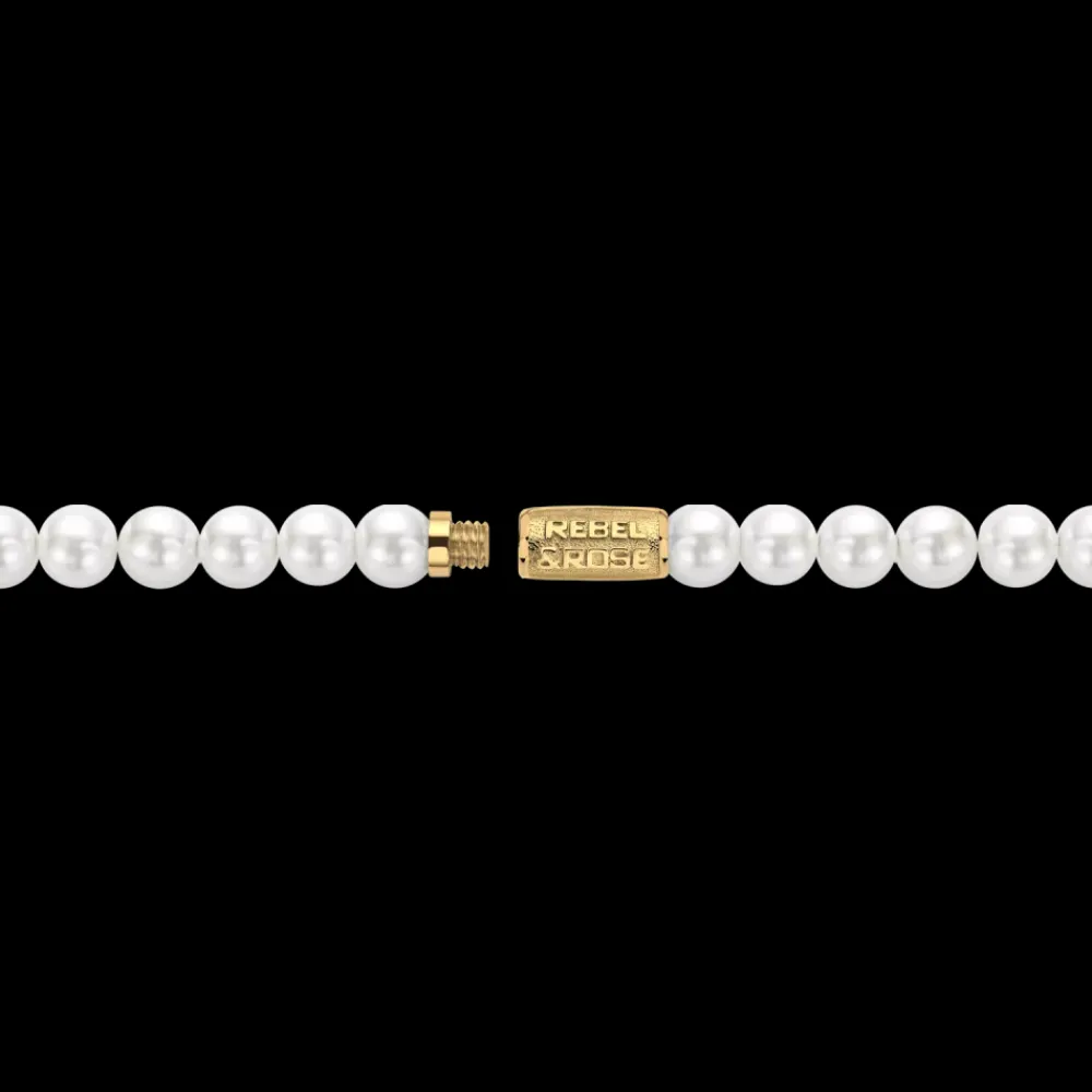 Ketting^Rebel & Rose Necklaces - Necklace Pearl Gem Gold 8mm |