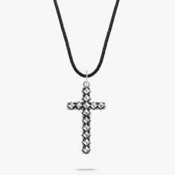 Ketting | Ketting^Rebel & Rose Necklaces - Necklace Studded Cross Antic Black |