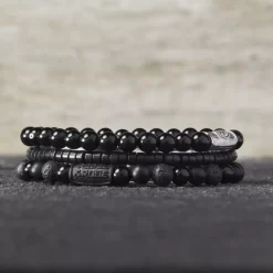 Armband | Armband^Rebel & Rose No Balls Please - Slices - The Black Stone - 4mm |