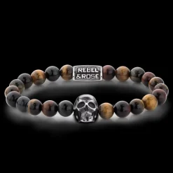 Armband | Armband^Rebel & Rose Skull-series - Skull Mixed Tiger Eye |
