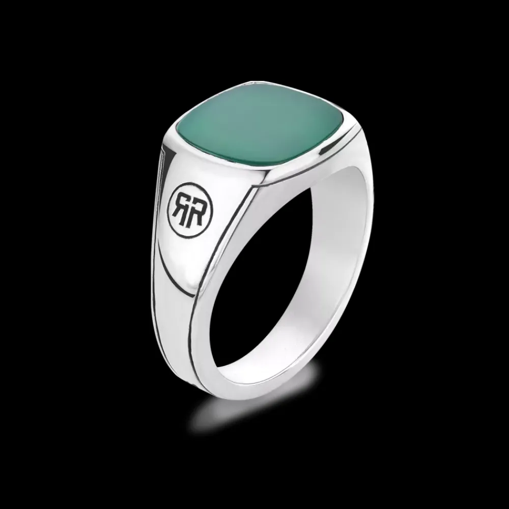 Ring^Rebel & Rose Sterling Silver Rings - Ring Square Green Jade |