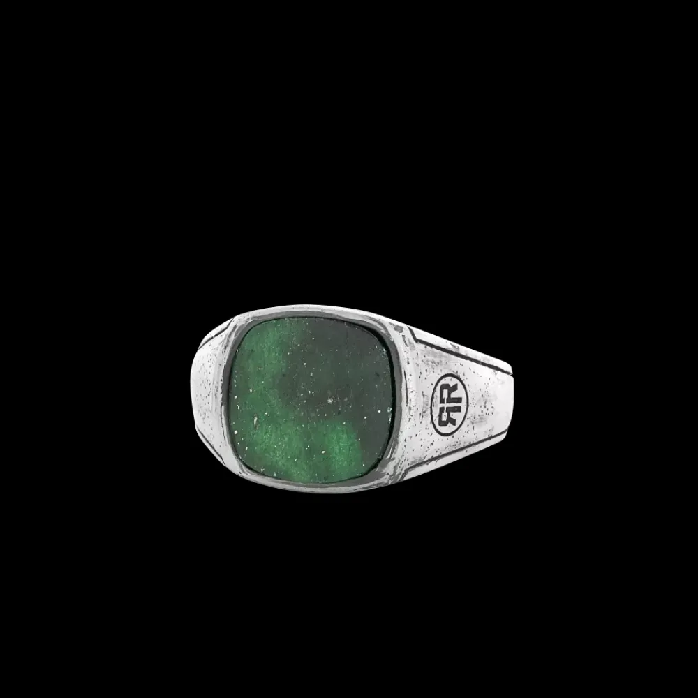 Ring^Rebel & Rose Sterling Silver Rings - Ring Square Vintage Green Jade |