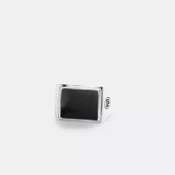 Ring^Rebel & Rose Sterling Silver Rings - Ring Square Onyx Lowneck |