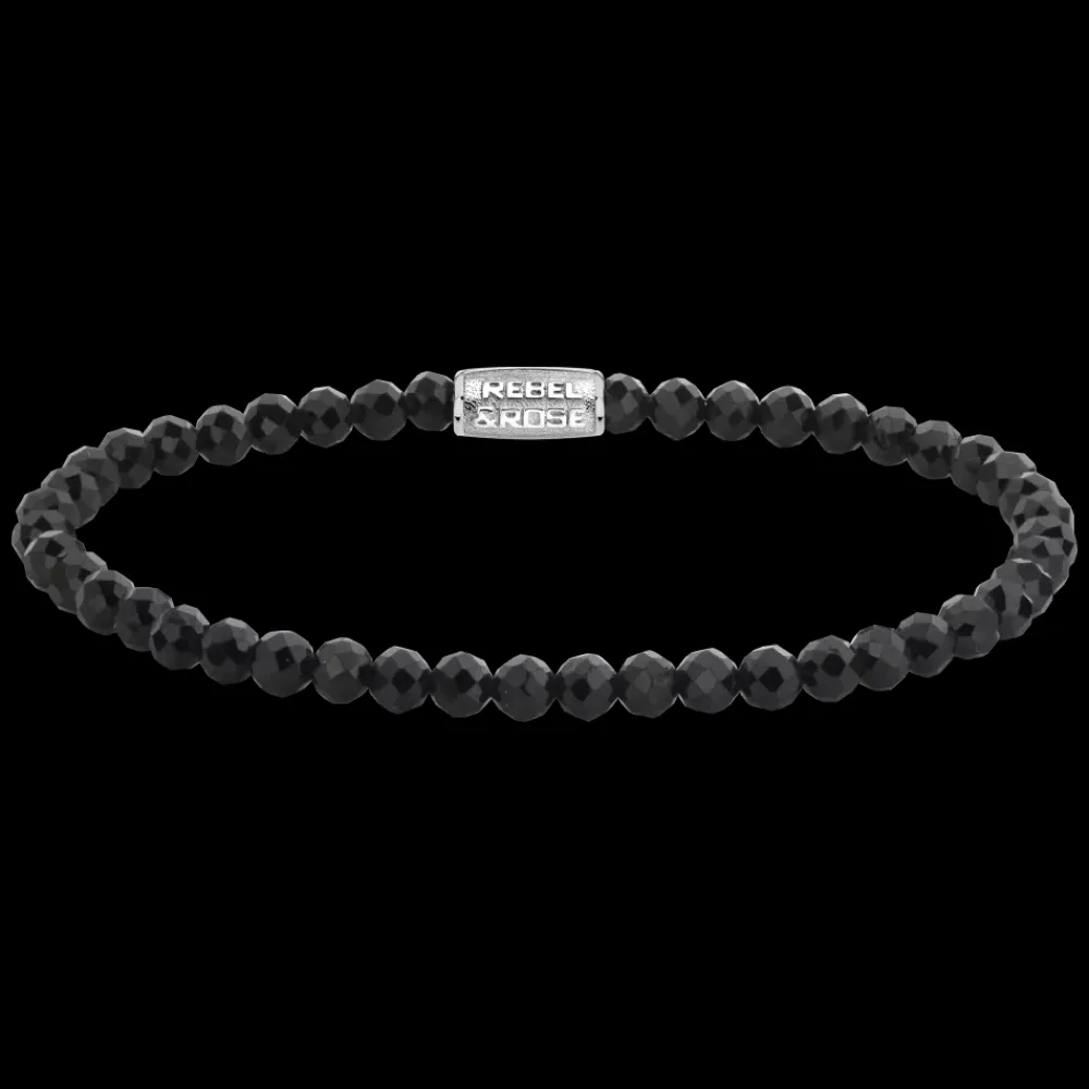 Armband^Rebel & Rose Stones Only - Black Glam Rocks Silver - 4mm |