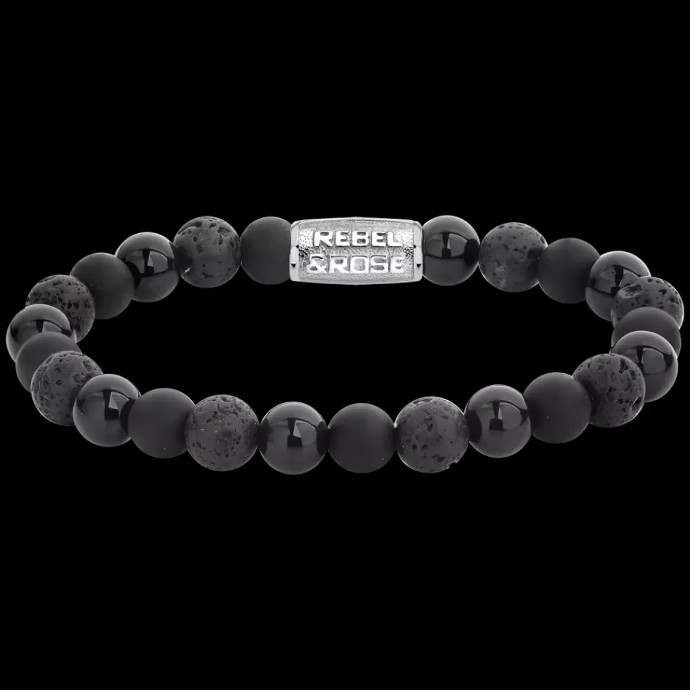 Armband | Armband^Rebel & Rose Stones Only - Black Rocks - 8mm |