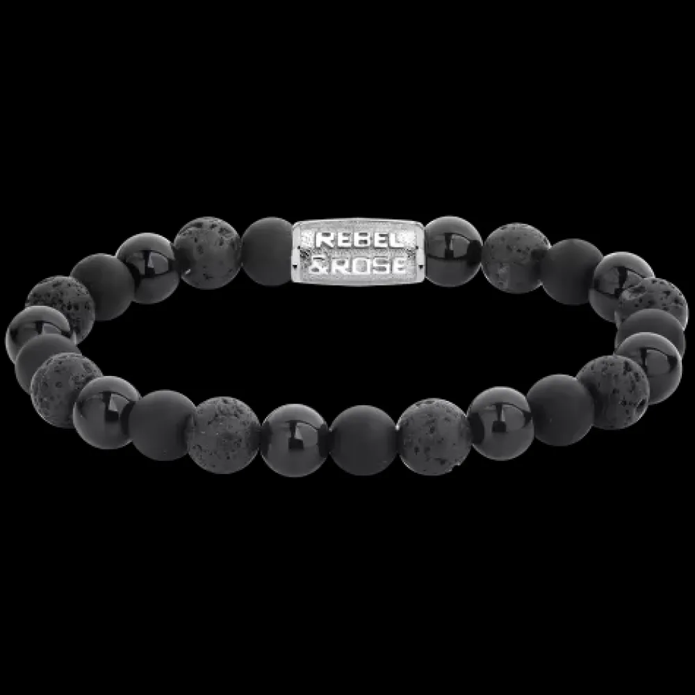 Armband | Armband^Rebel & Rose Stones Only - Black Rocks - 8mm |