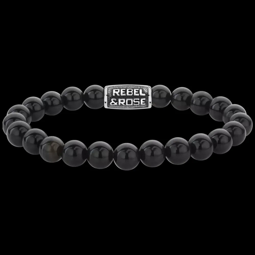 Armband^Rebel & Rose Stones Only - Black Velvet Vintage - 8mm |