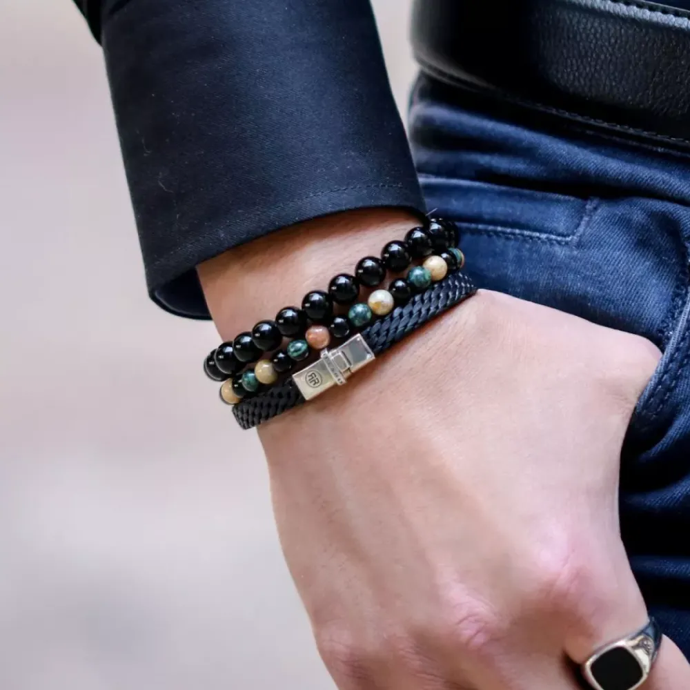 Armband^Rebel & Rose Stones Only - Black Velvet Vintage - 8mm |