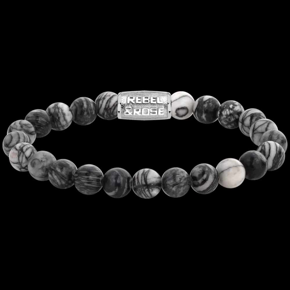 Armband | Armband^Rebel & Rose Stones Only - Black Wolf - 8mm |