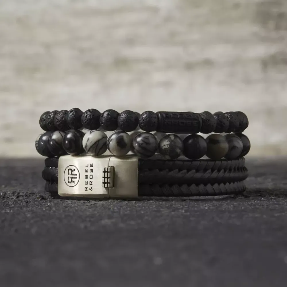 Armband | Armband^Rebel & Rose Stones Only - Black Wolf - 8mm |