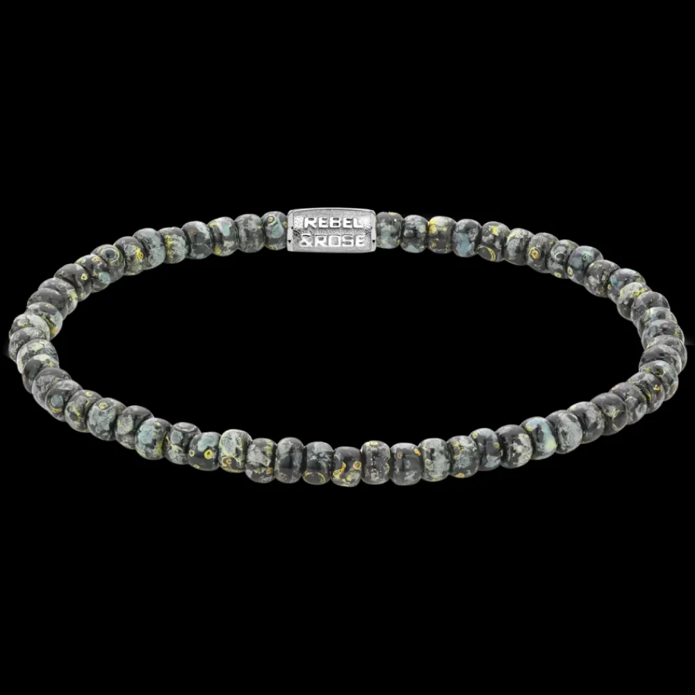Armband^Rebel & Rose Stones Only - Glass Rocks Black Leopard - 4mm |