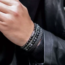 Armband^Rebel & Rose Stones Only - Glass Rocks Black Leopard  - 4mm |