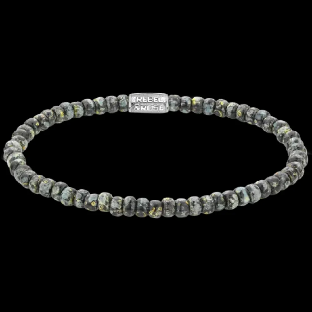 Armband^Rebel & Rose Stones Only - Glass Rocks Black Leopard - 4mm |