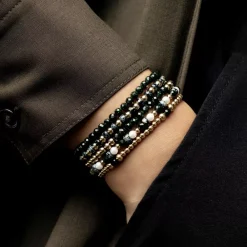 Armband^Rebel & Rose Stones Only - Green Glam Rocks Meets Yellowgold - 4mm |