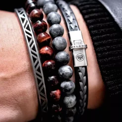 Armband | Armband^Rebel & Rose Stones Only - Matt Grey Seduction - 8mm |