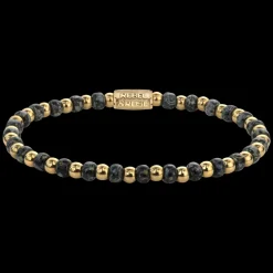 Armband^Rebel & Rose Stones Only - Mix Glass Rocks Black Leopard Yellowgold - 4mm |