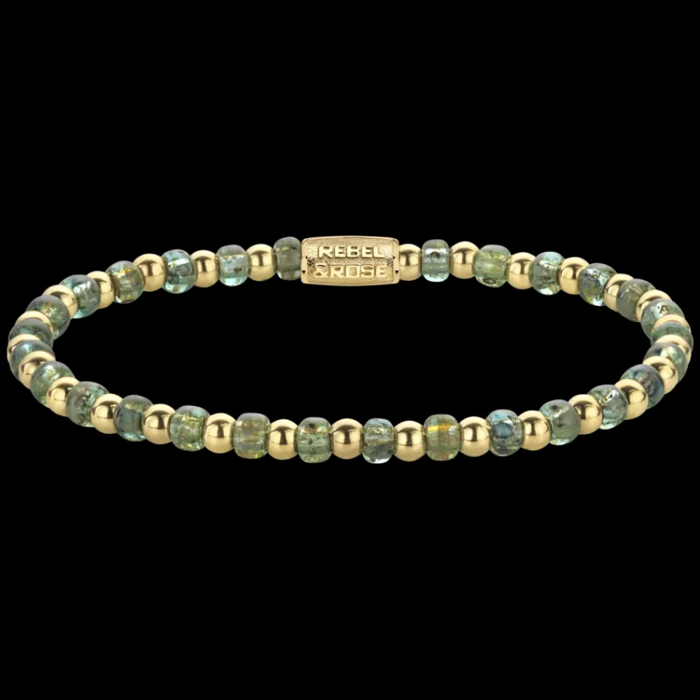 Armband^Rebel & Rose Stones Only - Mix Glass Rocks Secret Garden Yellowgold - 4mm |