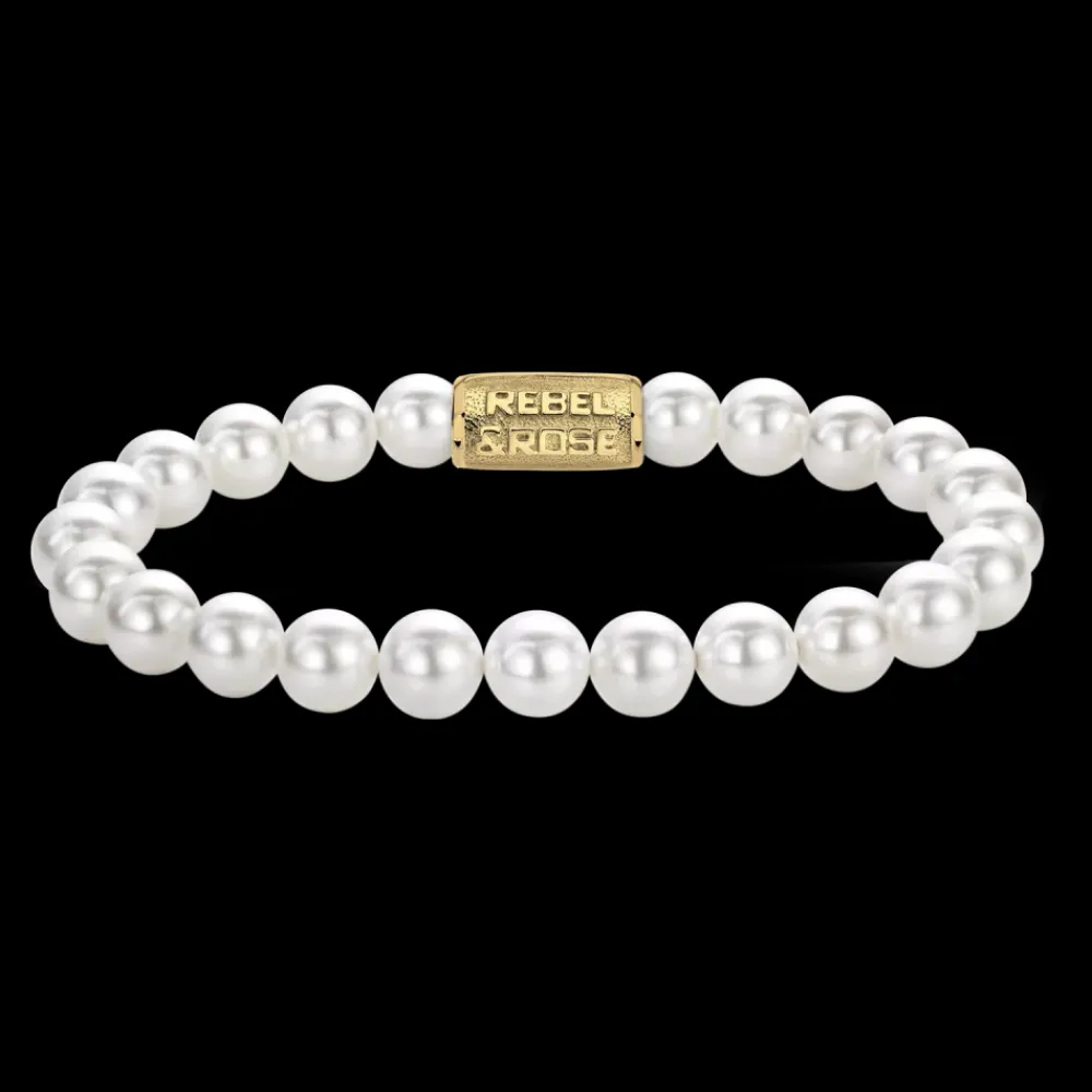 Armband | Armband^Rebel & Rose Stones Only - Pearl Gem Gold - 8mm |