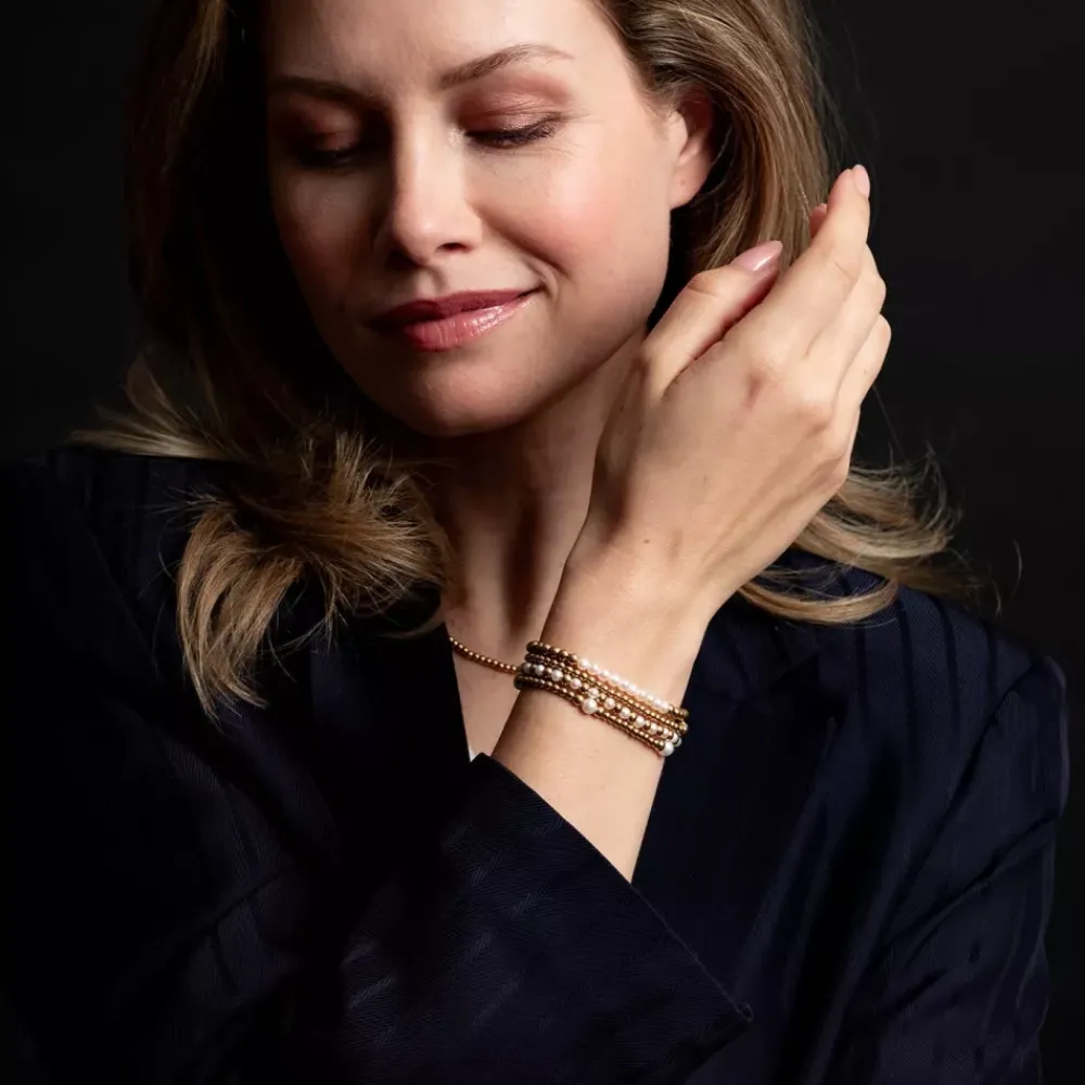 Armband^Rebel & Rose Stones Only - Pearl Gem meets Yellowgold - 4mm |